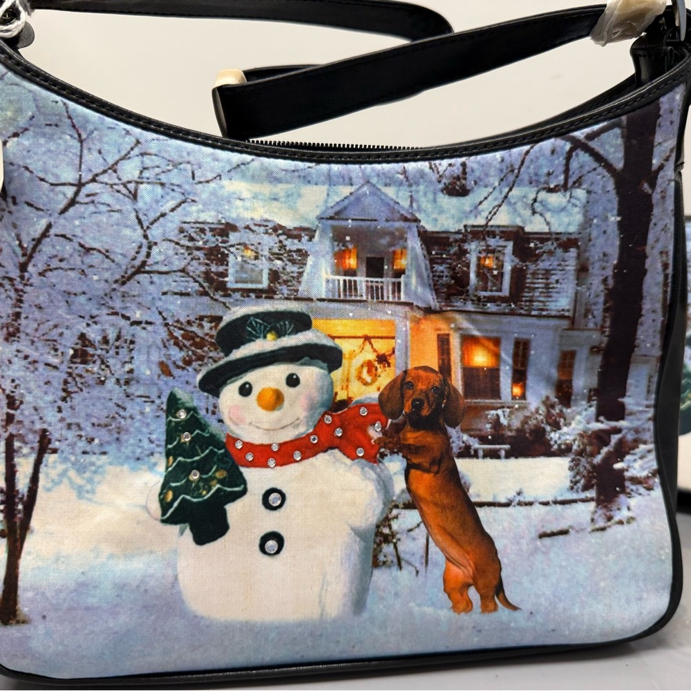 Festive Snowman and Dog Handbag